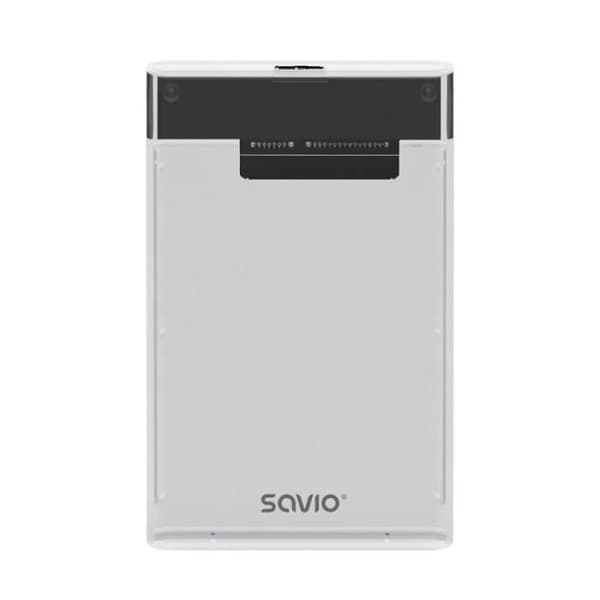 SAVIO Externt 2,5 hölje för hårddisk-SSD, USB 3.0, genomskinlig, - AK-66