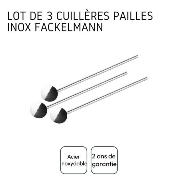 Set med 3 återanvändbara sugrörskedar 18 cm Fackelmann Bar Concept
