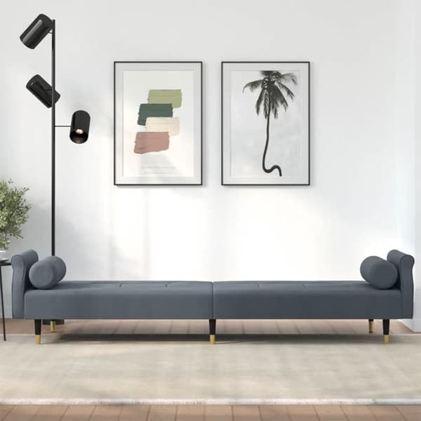 vidaXL bäddsoffa med kuddar mörkgrå sammet 351858