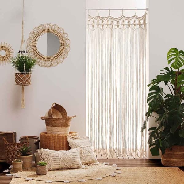 Fransig Dekorativ Kudde "Macralina" 30x50cm Beige