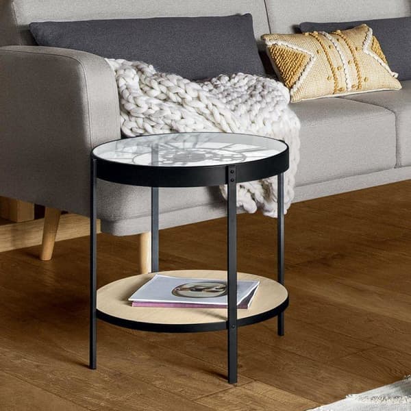 Svart sidobord klocka D51cm - Atmosphera Inredningsdesigner