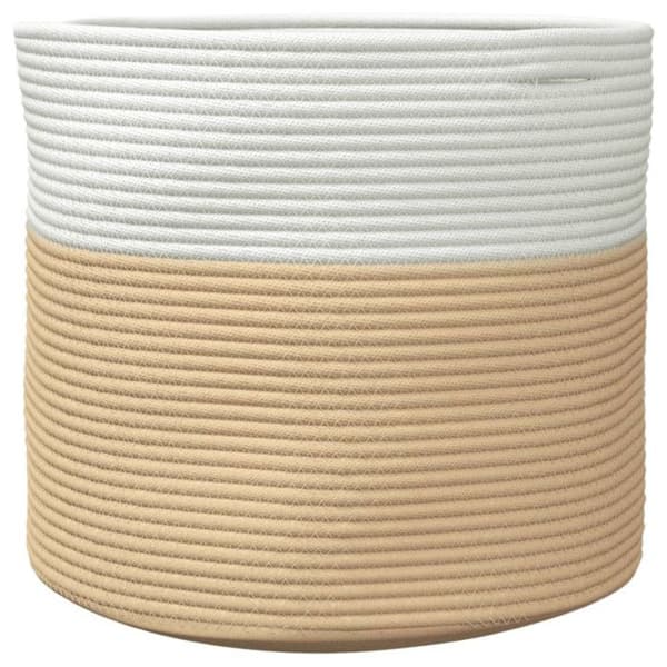 Lagringskorg beige och vit Ø40x35 cm bomull