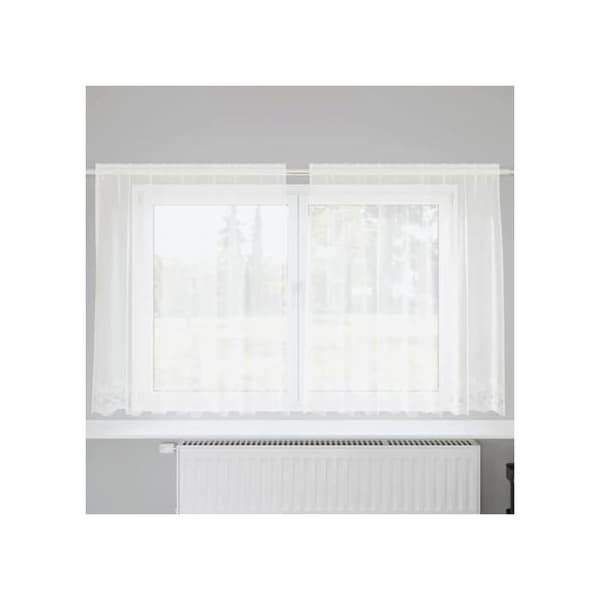 Blommönstrad spetsgardin - vidaXL - 180x200 cm - Vit - Polyester - Ljusfiltrerande - Flexibel installation