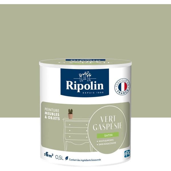Möbel- och objektfärg - Grön Gaspésie - Satin - Ripolin - 0,5L