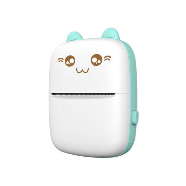 Mini termisk etikettutskrift katt, Bluetooth-skrivare för telefon, rolig blå design