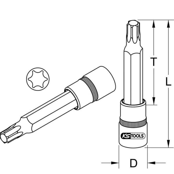 Douille - KS TOOLS - 9184015 - Hexagonal - Stål - Säljs styckvis