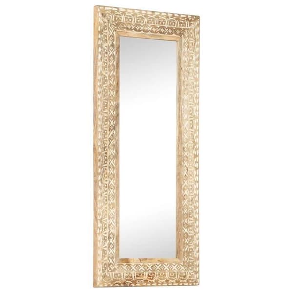 vidaXL Spegel handskuren 110x50x11 cm Solid mangoträ
