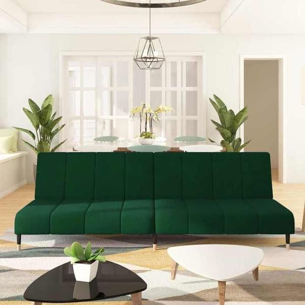 vidaXL 2-sits bäddsoffa Mörkgrön sammet 375876