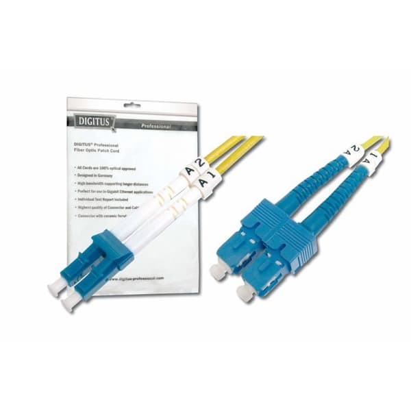 Fiber optic patchkabel - DIGITUS - 2 m - LC till SC - Enkellädes - Duplex - 10 GBit/s