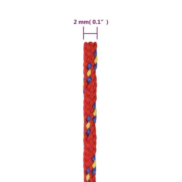 152373 vidaXL Båtrep Röd 2 mm 250 m Polypropen