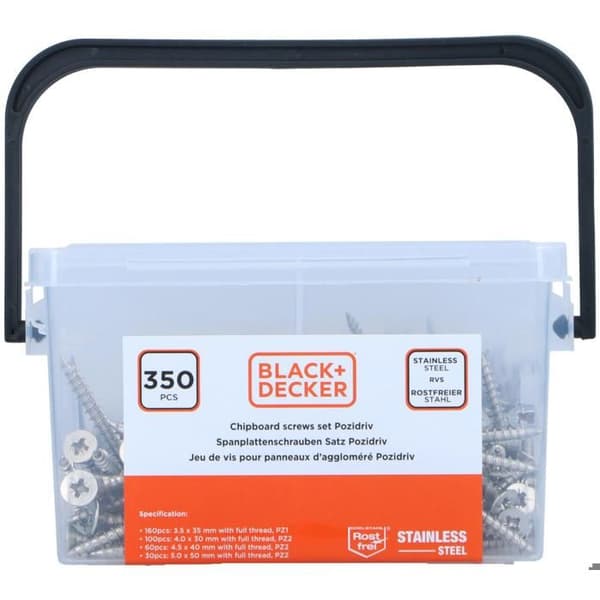 BLACK+DECKER Skruvset 350 st