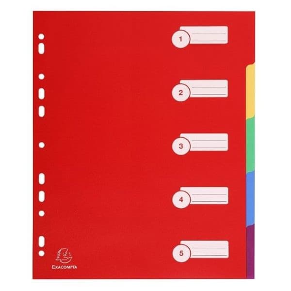 Intercalaire - Exacompta - 4805E - 5 Flikar - Styv Polypropylen - A4 Maxi