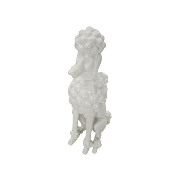 Dekorativ Staty Hund "Sittande Pudel" 61cm Vit