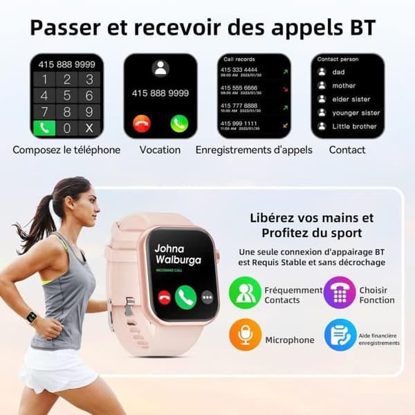 Smartwatch - GENERIC - Hwagol 1.85 - Bluetooth-samtal - Stegräknare - Sömnmonitor