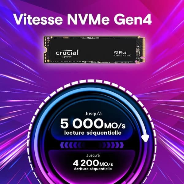 CRUCIAL P3 Plus 2TB PCIe 4.0 NVMe M.2 2280 SSD-hårddisk