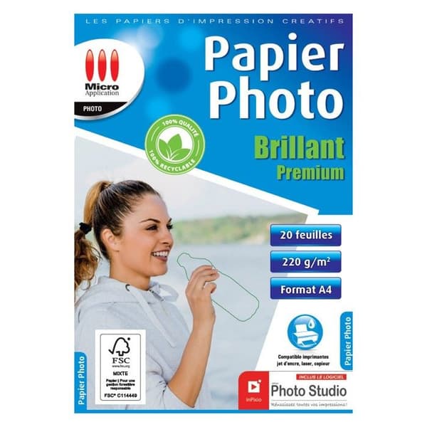 Återvinningsbart fotopapper Micro Application 220 g/m² A4 - 20 ark