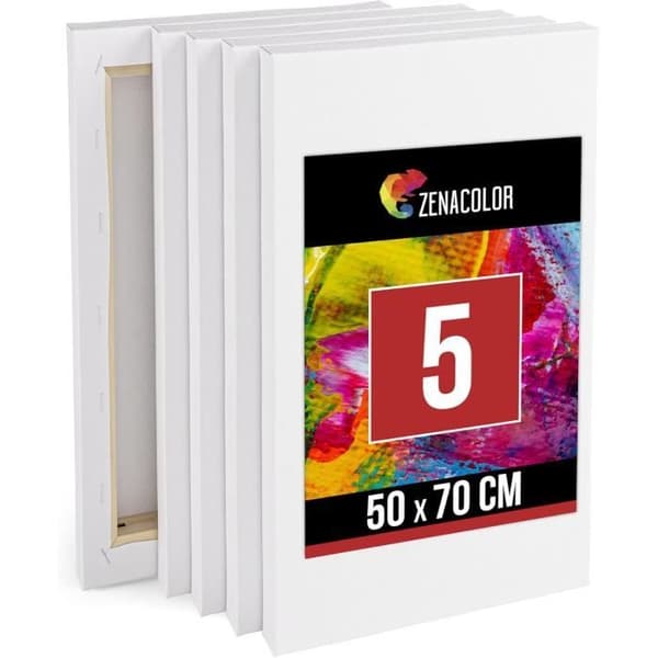Målarcanvas - Zenacolor - 50x70 cm - 5-pack - 100% Bomull - Syrafri