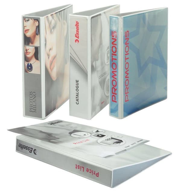 Presentationsmapp - Esselte Leitz - A4+ - 4 ringar - 200 ark - Lädereffekt