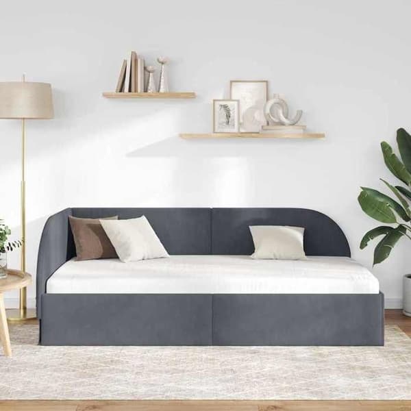 vidaXL Hörnsängram Mörkgrå 100 cm x 200 cm Sammet 42016657