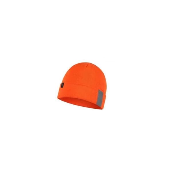 Solid orange polarfleece mössa i stickat - Buff