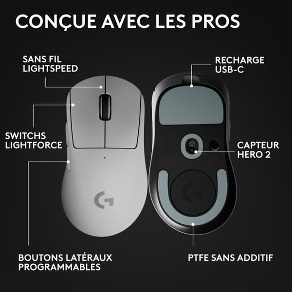 Spelmus - trådlös - Logitech - G Pro X Superlight 2 DEX - Vit