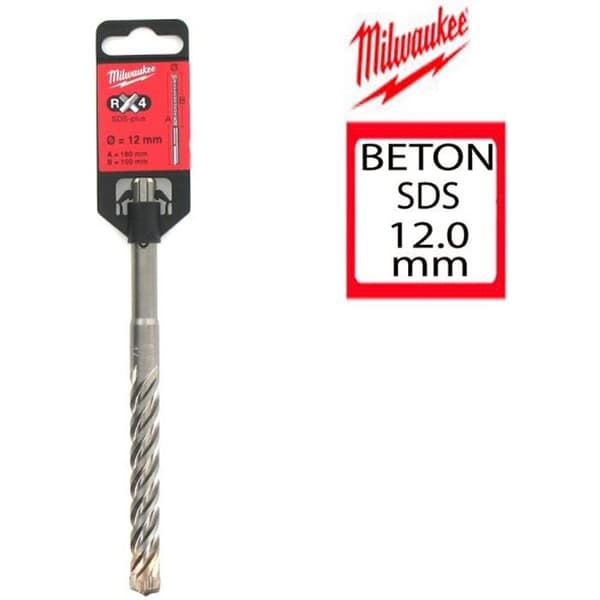 Foret - MILWAUKEE - RX4 - SDS-plus 12 x 160mm - 4 tänder - Stål