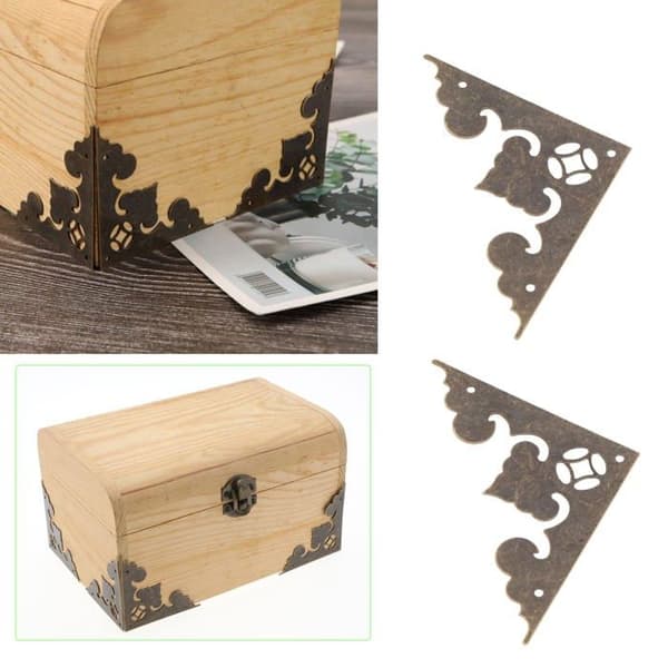 Möbelhörnskydd - EMSEA - Triangulär 58x58 mm - Metall - Antikbrons - Förpackning med 24 stycken
