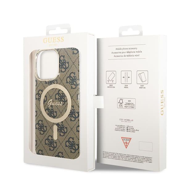 Coque Guess IML 4G MagSafe för iPhone 15 Pro Max - Brun