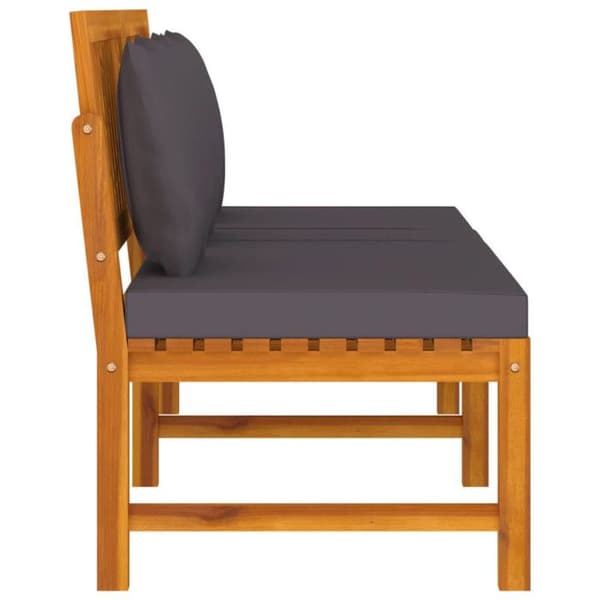 Sängsoffa med grå kudde 200x60x75 cm i massivt akacieträ