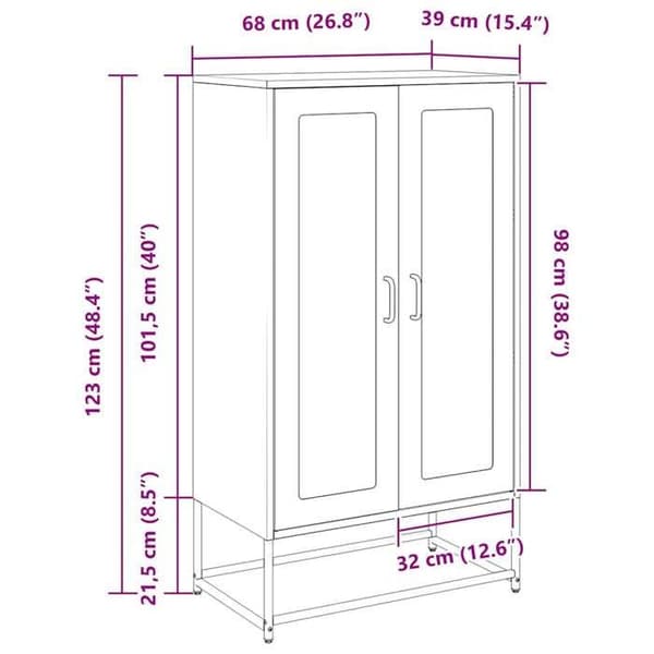 vidaXL Buffé hög rosa 68x39x123 cm stål 853357