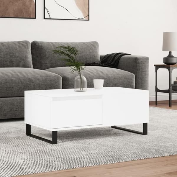 vidaXL Soffbord Vit 90x50x36,5 cm Konstruerat trä 830812