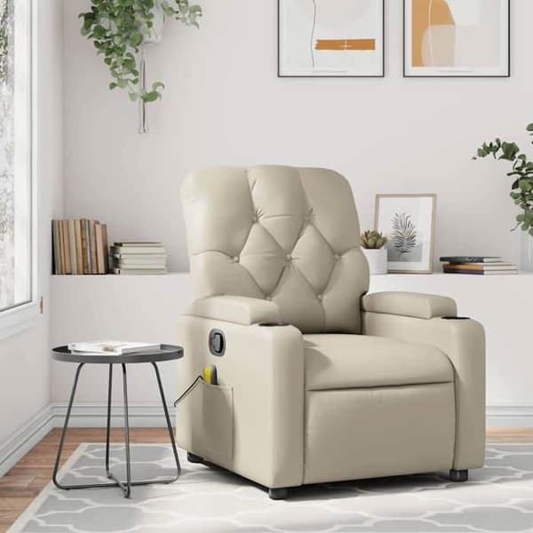 vidaXL massagefåtölj kräm konstläder 372511