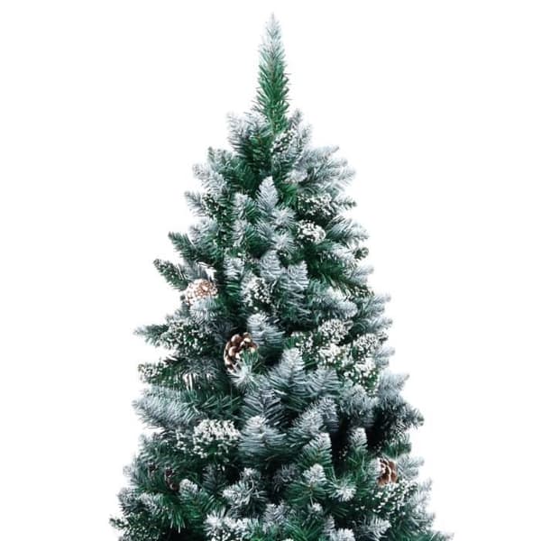 vidaXL Julgran med kottar och vit snö 240 cm
