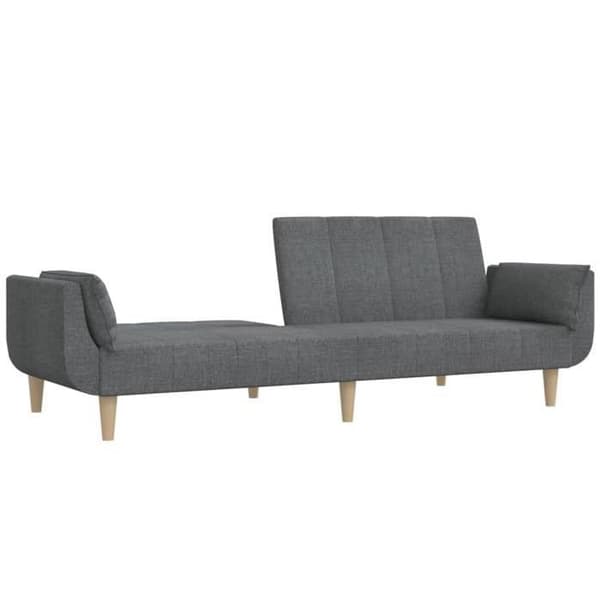 vidaXL 2-sits bäddsoffa med två kuddar ljusgrå tyg 375869