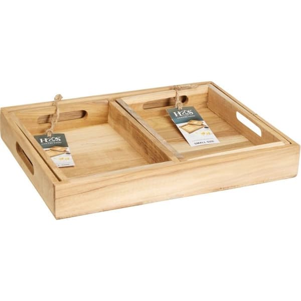 Servettfat i teak set om 3 st
