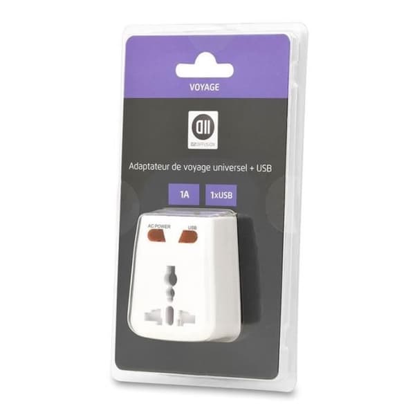 Multilandsadapter - D2DIFFUSION - USB 1A - Vit - Inomhus - Resa