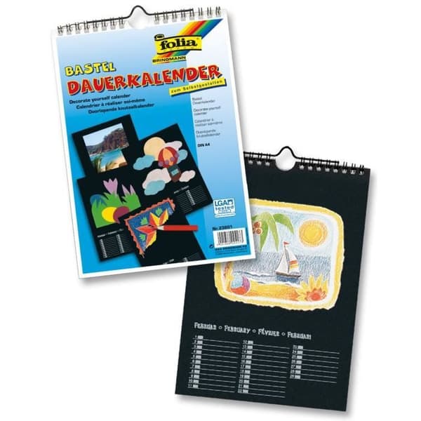 Folia Duration Kalender med spiralbindning, DIN A4, svart - 23601
