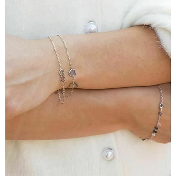 Armband - Beneto - Silver - Elegant - Dubbel