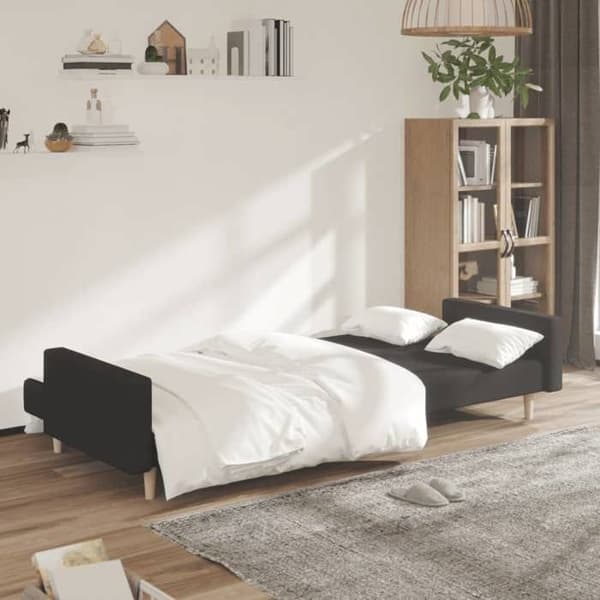 vidaXL 2-sits bäddsoffa svart tyg 375729