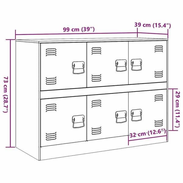 vidaXL Buffé svart 99x39x73 cm stål 841793