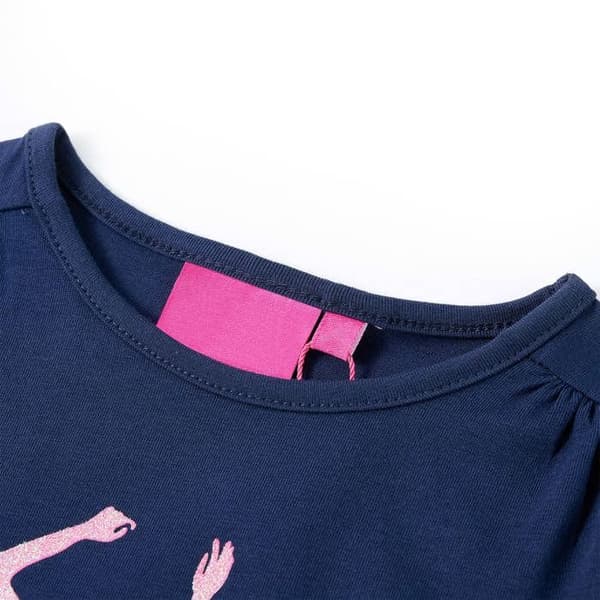 Barn T-shirt med lång ärm marinblå Multi-storlekar