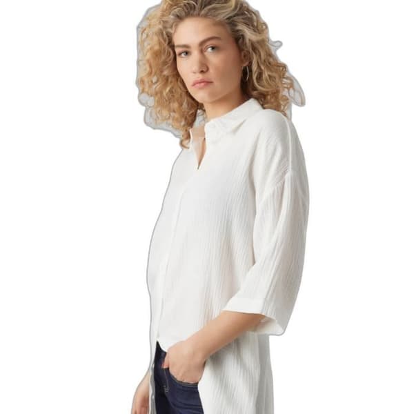 Vero Moda Natali dam 3/4 lång overshirt - snövit - XS
