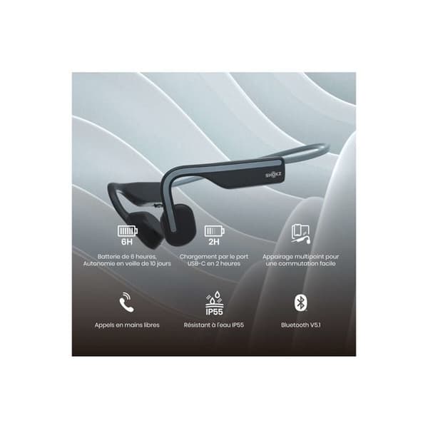 Bone Conduction Hörlurar - Shokz - Openmove - Bluetooth - Trådlös - Svettsäker