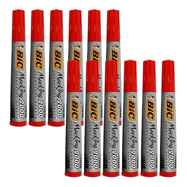 Permanent marker - BIC - Spetsig udd - Alkoholbaserat bläck - Paket med 12