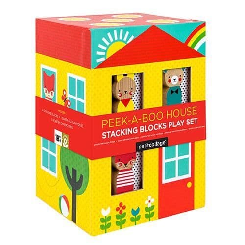 Petit Collage Peek-A-Boo Stacking Block Game Set