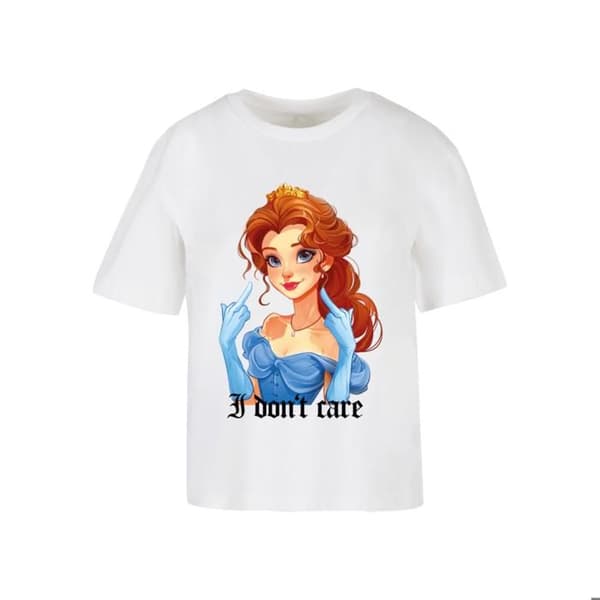 T-shirt dam Miss Tee Don't Care Handsign - vit