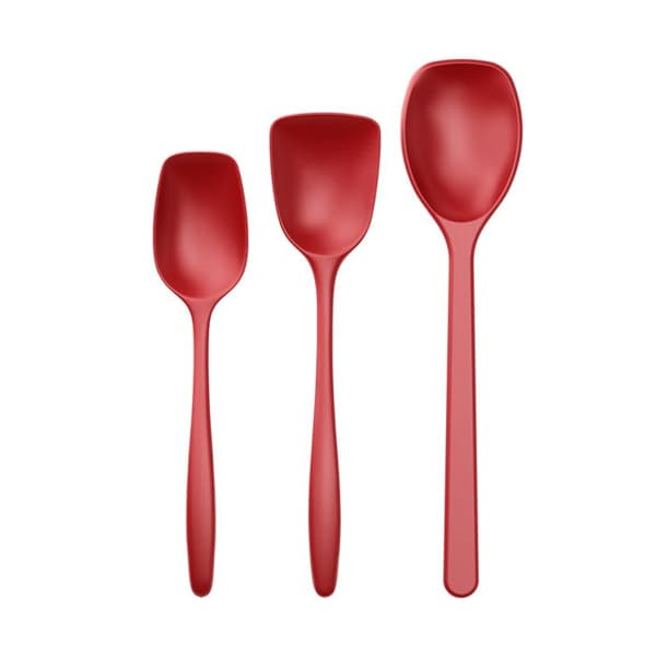 Set med 3 skedar - ROSTI - Classic - röd - plast - diskmaskinssäker