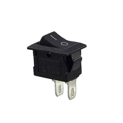 Vippbrytare - Svart - 250 V 3 A AC/DC - Rektangulär - 9 x 13 mm - 2 poler ON/OFF