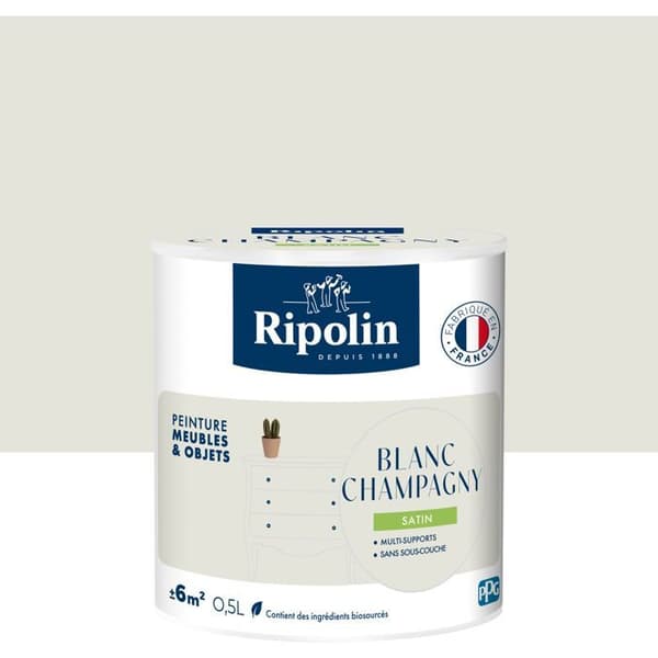 Möbel- och objektfärg - Champagnevit - Satin - Ripolin - 0,5L