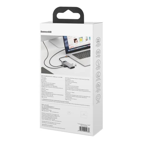 Dockningsstation - BASEUS - 5-i-1 - 100W PD - USB 3.0 - 4K HD